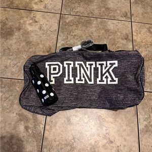 NWT PINK Victorias Secret Gray Duffle Bag and Reusable Water Bottle
